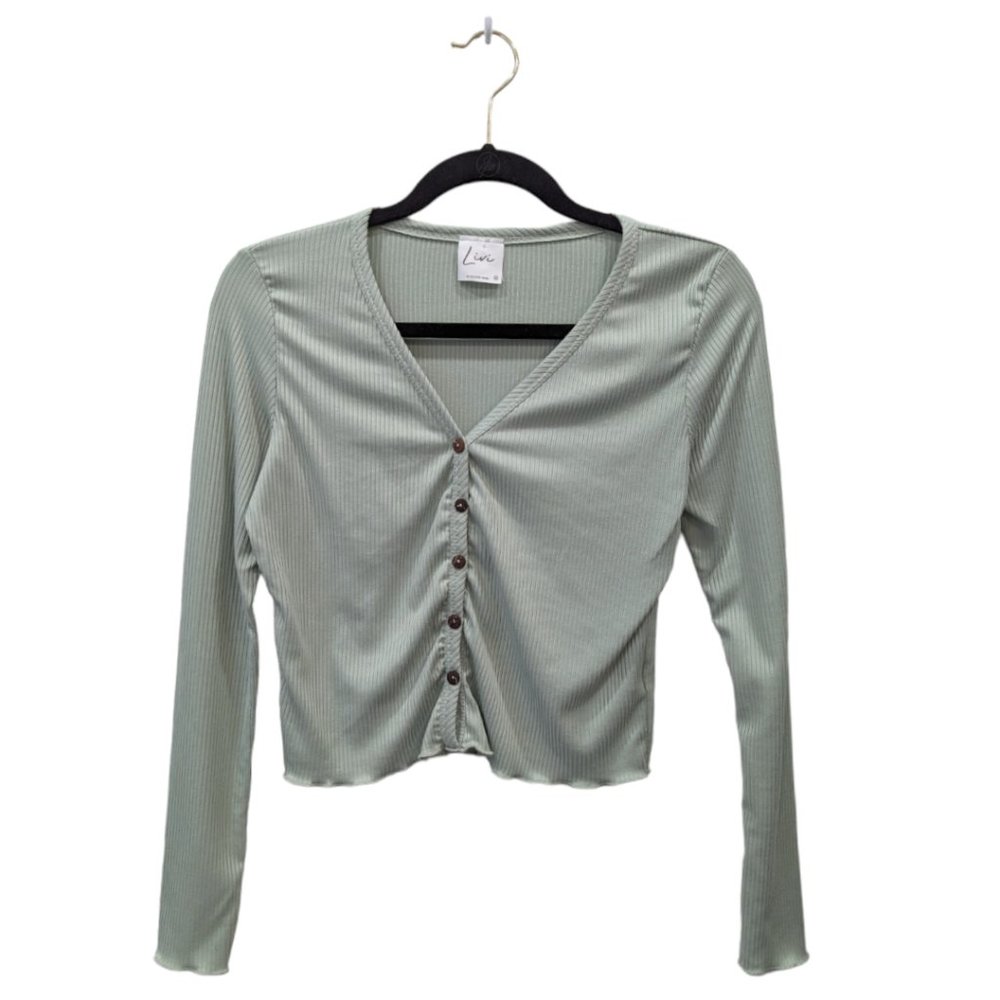 Livi by Olivia Rae Cropped Ribbed Cardigan